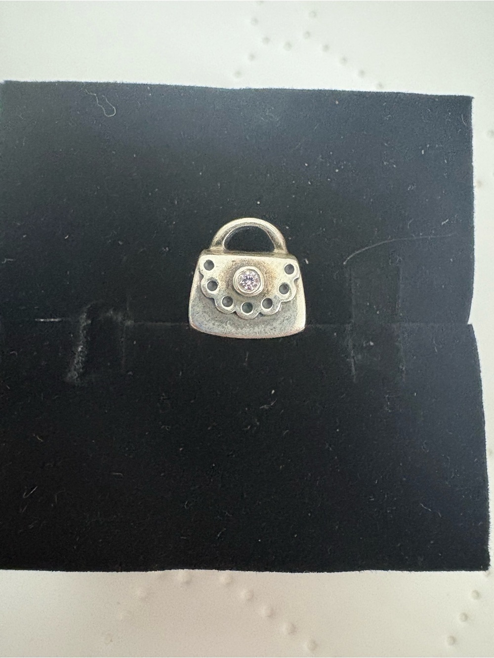 Pandora Silver Handbag Charm with Clear Crystal Accent